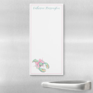 Preppy Pastel Watercolor Lobster Personalized Magnetic Notepad
