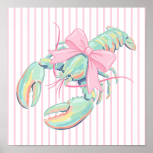 Preppy Pastel Watercolor Lobster Poster
