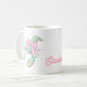 Preppy Pastel Watercolor Lobsters Personalized Coffee Mug
