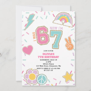 Preppy Patch 67  7TH Birthday Invitation