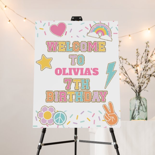 Preppy Patch 7th Birthday Welcome Foam Board (In Situ (Stand))