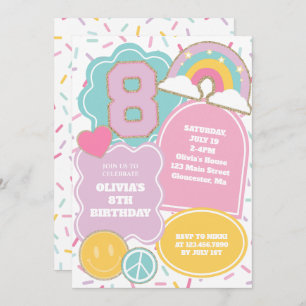 Preppy Patch 8th Birthday Invitation