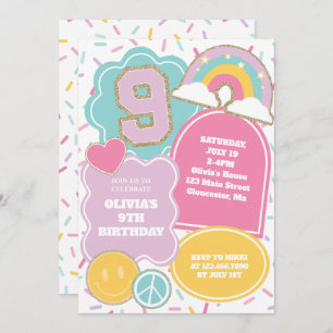 Preppy Patch 9th Birthday Invitation