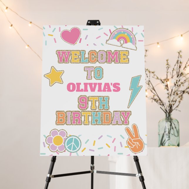 Preppy Patch 9th Birthday Welcome Foam Board (In Situ (Stand))