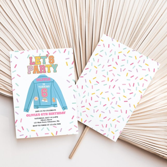 Preppy Patch jean jacket 6TH Birthday Invitation (Creator Uploaded)