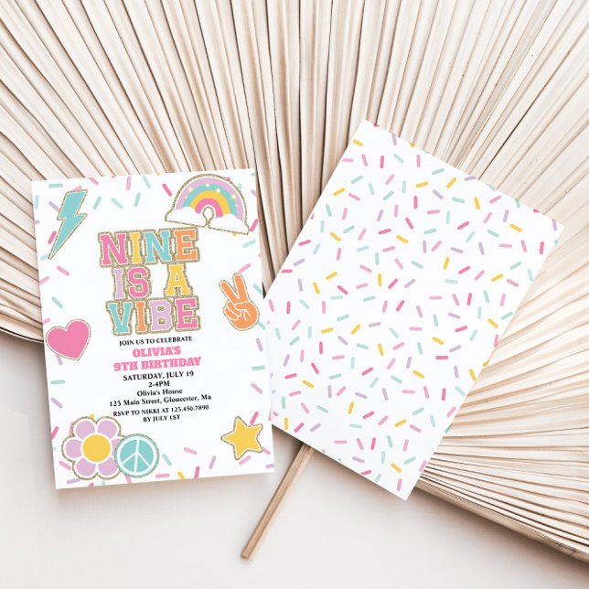 Preppy Patch Nine is a Vibe 9TH Birthday Invitation (Creator Uploaded)