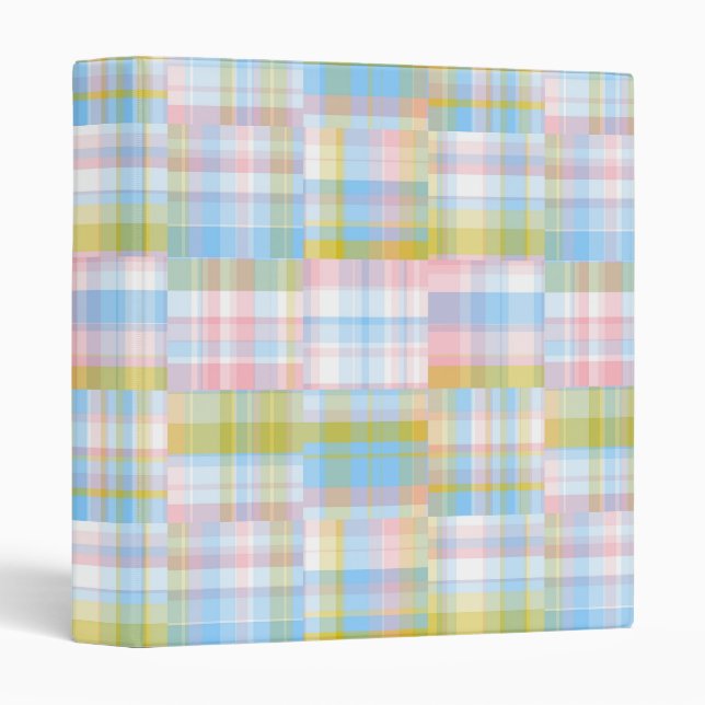 Preppy Patchwork Look Madras Pastel Binder (Front/Spine)