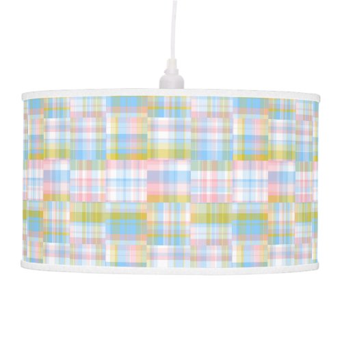 Preppy Patchwork Look Madras Pastel Ceiling Lamp