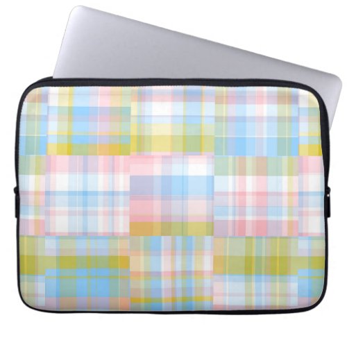 Preppy Patchwork Look Madras Pastel Laptop Sleeve