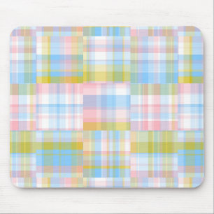 Preppy Patchwork Look Madras Pastel Mouse Pad