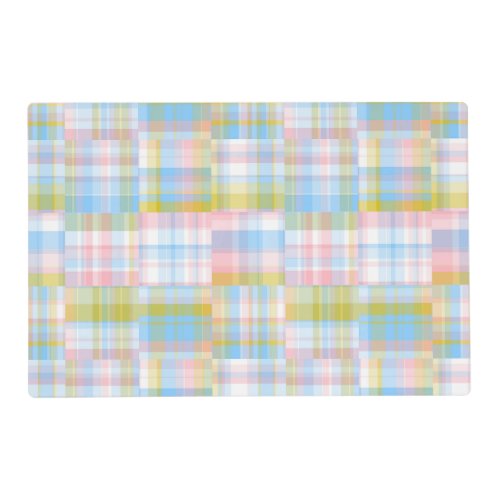 Preppy Patchwork Look Madras Pastel Placemat