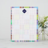 Preppy Patchwork Madras Navy Quatrefoil Monogram (Standing Front)