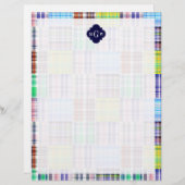 Preppy Patchwork Madras Navy Quatrefoil Monogram (Front/Back)