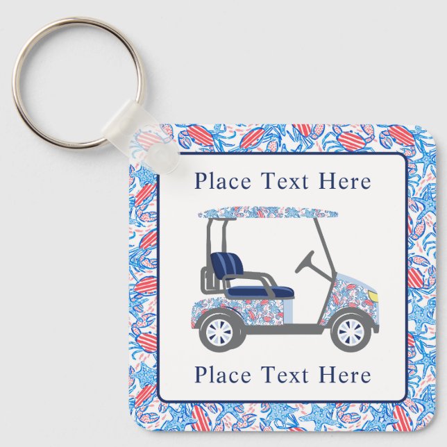 Preppy Patriotic Crabs Golf Cart Keychain (Front)