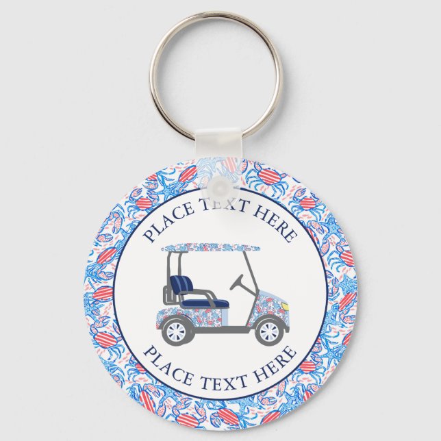 Preppy Patriotic Crabs Golf Cart Keychain (Front)