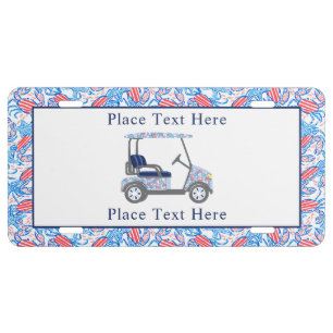 Preppy Patriotic Crabs Golf Cart License Plate