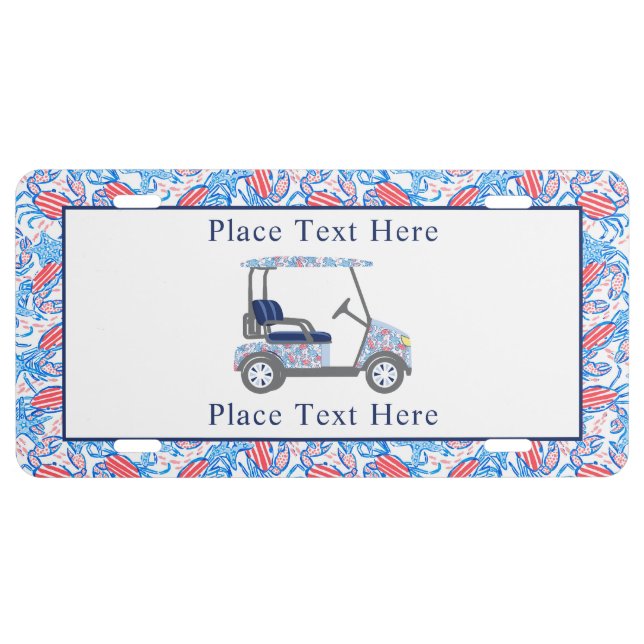Preppy Patriotic Crabs Golf Cart License Plate (Front)