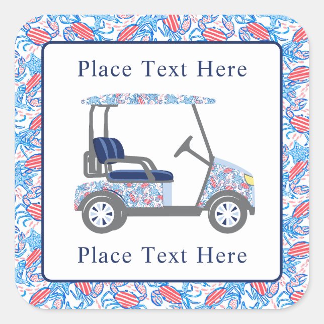 Preppy Patriotic Crabs Golf Cart Square Sticker (Front)