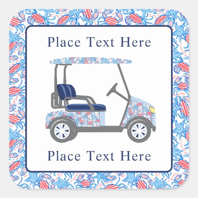 Preppy Patriotic Crabs Golf Cart Square Sticker (Front)