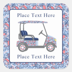 Preppy Patriotic Crabs Golf Cart Square Sticker