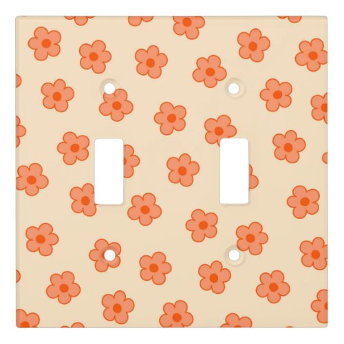 Preppy Peach Orange Hippie Flower Light Switch Cover