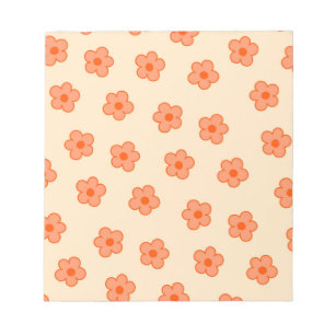 Preppy Peach Orange Hippie Flower Notepad