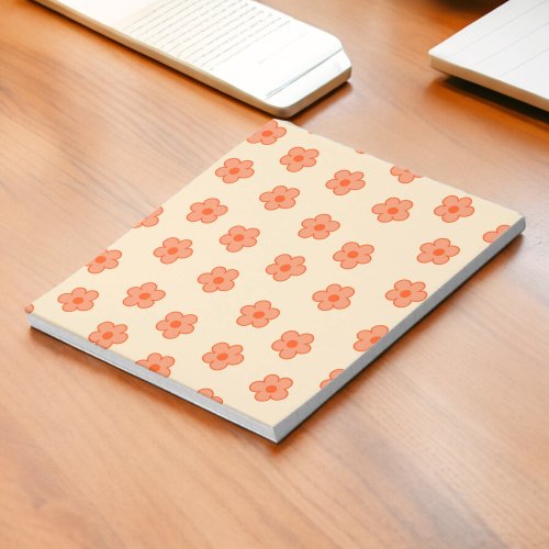 Preppy Peach Orange Hippie Flower Notepad