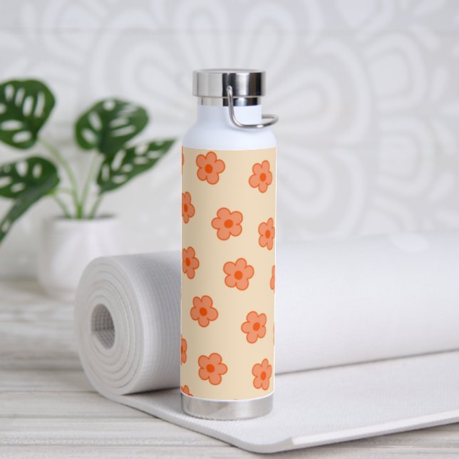 Orange Preppy Flowers Custom Water Thermos