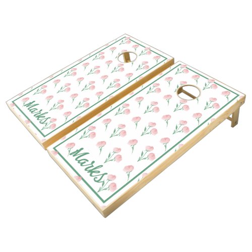 Preppy Peonies Customized Wedding Weekend Cornhole Set