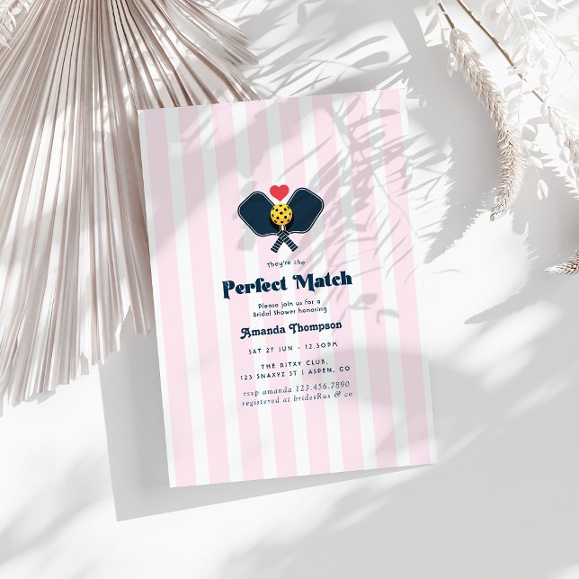 Preppy Perfect Match Pickleball Bridal Shower Invitation (Preppy Perfect Match Pickleball Bridal Shower Invitation)