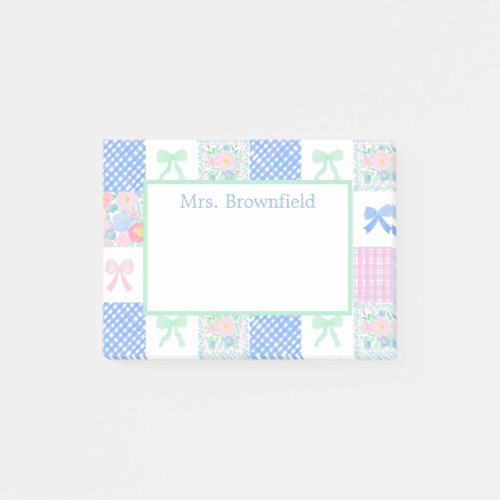 Preppy personalized custom name teacher post_it notes