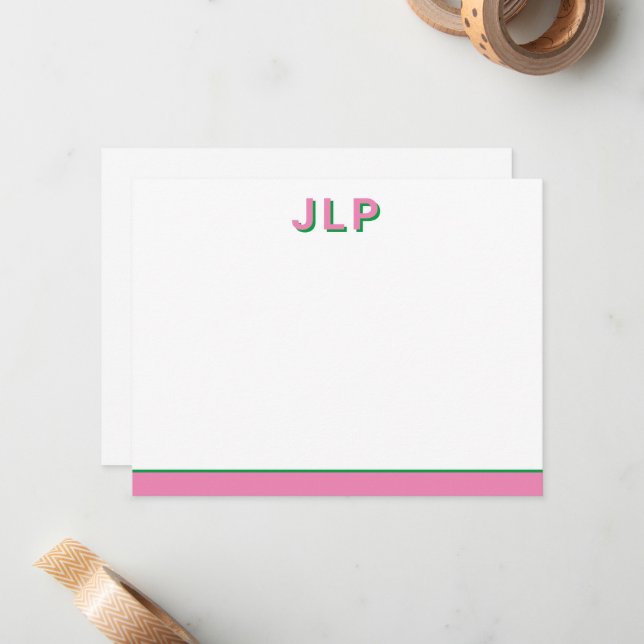 Preppy Personalized Initial  Note Card (Front/Back In Situ)