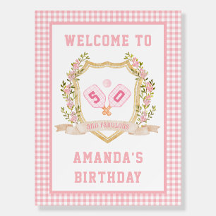 Preppy Pickle Ball   Custom Birthday Year Foam Board