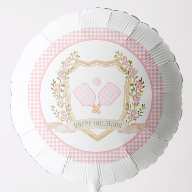 Preppy Pickle Ball Happy Birthday  Balloon (Front)