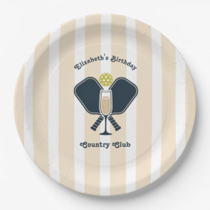 Preppy Pickleball Country Club Birthday Party Paper Plates