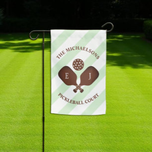 Preppy Pickleball Court Stripes Wedding Garden Flag
