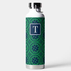 Preppy Pickleball Damask - Navy & Green Dink Water Bottle