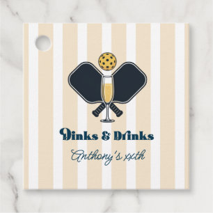 Preppy Pickleball Dinks & Drinks Birthday Party Favor Tags