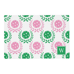 Preppy Pickleball Laurel Wreath – Green & Pink Placemat