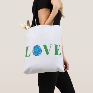 Preppy Pickleball Love Ball Blue Green Tote Bag