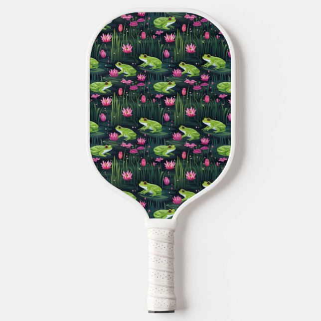 Preppy Pickleball Paddle Frogs in Pink & Green (Front)