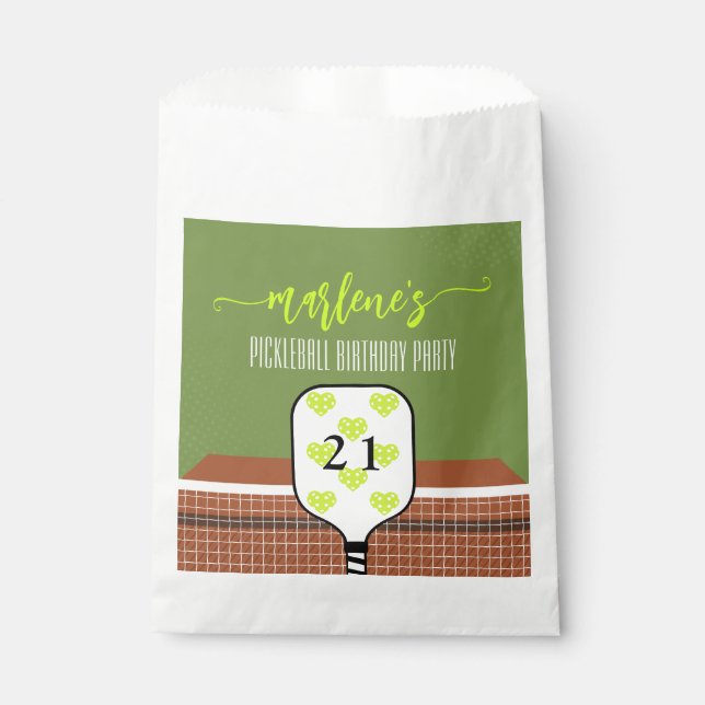 Preppy Pickleball Paddle Photo Dink Birthday Party Favor Bag (Front)