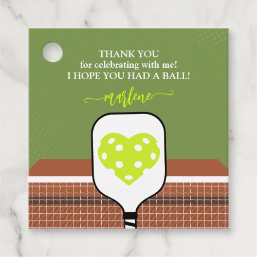 Preppy Pickleball Paddle Photo Dink Birthday Party Favor Tags