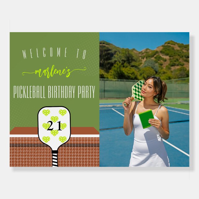 Preppy Pickleball Paddle Photo Dink Birthday Party Foam Board (Front)