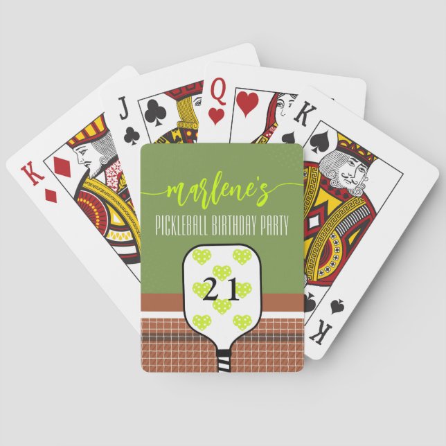 Preppy Pickleball Paddle Photo Dink Birthday Party Poker Cards (Back)