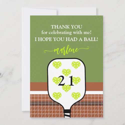 Preppy Pickleball Paddle Photo Dink Birthday Party Thank You Card