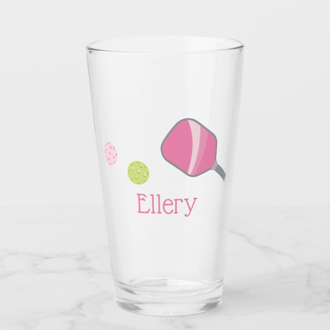 Preppy Pickleball Personalized Glass Tumbler (Front)