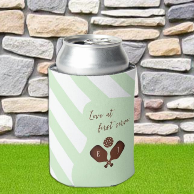 Preppy Pickleball Stripes Wedding Can Cooler (Creator Uploaded)