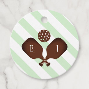 Preppy Pickleball Stripes Wedding Favor Tags