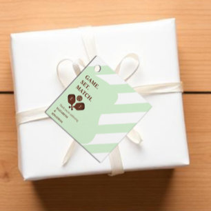 Preppy Pickleball Stripes Wedding Favor Tags